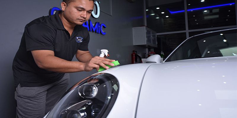 Ceramic coating being applied at the 360 Care workshop