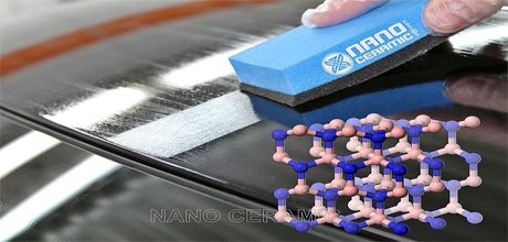 Nano ceramic coating being worked into a black panel