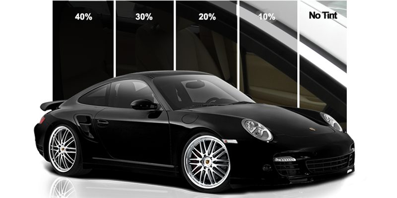 Window tint shade comparison from 40% to no tint